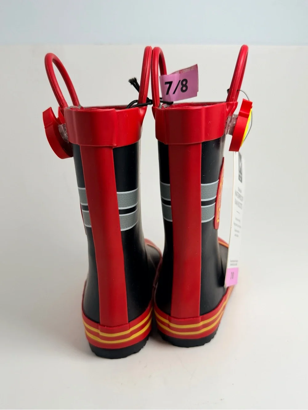 Firefighter-Themed Kids Rain & Snow Boots - Red and Black